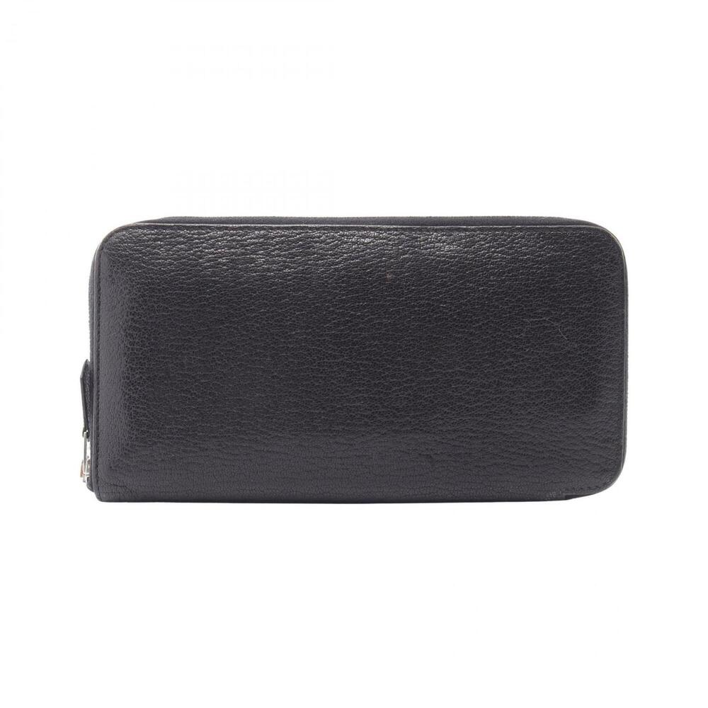Hermes Azap Long Classic Round Wallet, Leather, Chevre Women's, Black